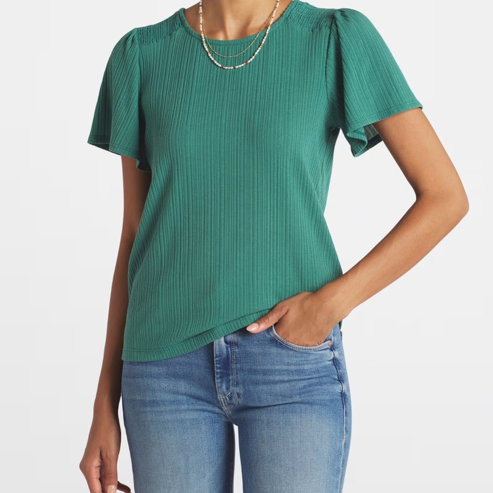 Pink Clover Teal Ribbed Blouse XXL NWOT